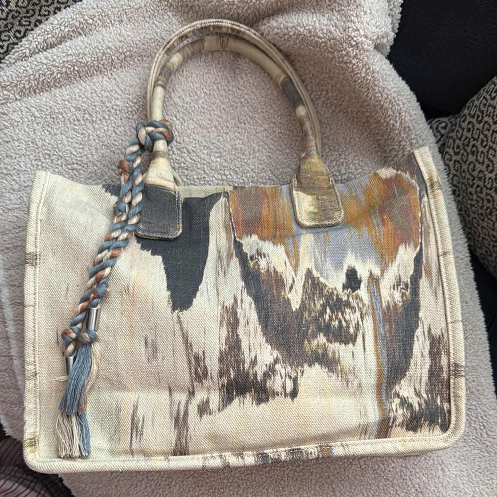 Vince Camuto Cream and Orange Tote Bag
